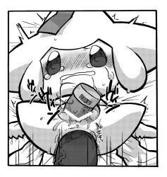 Rule 34 | 1girl, afterimage, anal, anus, bar censor, bed sheet, blush, border, censored, clenched teeth, creatures (company), crying, dildo, disembodied penis, double penetration, drooling, erection, game freak, gen 3 pokemon, greyscale, halftone, hetero, japanese text, jirachi, kageyama (ikagerira), legendary pokemon, legs up, lying, monochrome, mythical pokemon, nintendo, nose blush, object insertion, on back, penis, pokemon, pokemon (creature), pussy, pussy juice, sex, sex toy, sheet grab, solo, spread legs, sweat, tears, teeth, translation request, trembling, vaginal, vaginal object insertion, veins, veiny penis, vibrator, white border, wide-eyed