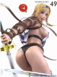 Rule 34 | 1girl, 3d, ass, breasts, cowboy shot, female focus, leina, m-rs, panties, queen&#039;s blade, solo, standing, underwear, white background