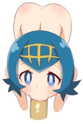 Rule 34 | 1boy, 1girl, :&gt;=, all fours, artist request, ass, bar censor, blue eyes, blue hair, blush, breasts, censored, covered erect nipples, creatures (company), cum, fellatio, game freak, hair ornament, hairband, handjob, heavy breathing, hetero, lana (pokemon), looking at viewer, matching hair/eyes, messy hair, nintendo, nipples, nude, oral, penis, pointless censoring, pokemon, pokemon sm, pubic hair, small breasts, source request, stray pubic hair, sweat, trial captain