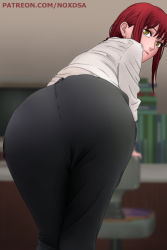 Rule 34 | 1girl, ass, ass focus, chainsaw man, formal, from behind, huge ass, long hair, looking at viewer, makima (chainsaw man), noxdsa, pants, red hair, th, thighs, tight clothes, tight pants, yellow eyes