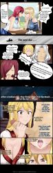 Rule 34 | blonde hair, breasts, comic, erza scarlet, fairy tail, handjob, huge breasts, japanese clothes, kimono, lucy heartfilia, mei lien, panting, smile, talking, tongue, tongue out, young august(fairy tail)