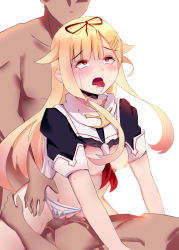 Rule 34 | 1girl, 2boys, absurdres, ahegao, bad id, bad pixiv id, blonde hair, blush, breasts, clothed sex, clothing aside, gar32, groin, group sex, hair between eyes, hair flaps, highres, kantai collection, long hair, medium breasts, mmf threesome, multiple boys, navel, nipples, panties, panties aside, pussy juice, red eyes, sex, striped clothes, striped panties, sweat, thighs, threesome, tongue, tongue out, underwear, yuudachi (kancolle)