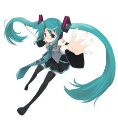 Rule 34 | 1girl, angry, female focus, full body, furious, hatsune miku, long hair, rage (rojiura), simple background, solo, spring onion, thighhighs, twintails, very long hair, vocaloid