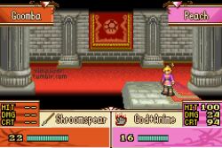 Rule 34 | 1girl, animated, animated gif, attack, blonde hair, chinese clothes, commentary, crossover, duel, english commentary, english text, fire, fire emblem, goomba, heads-up display, holding, holding polearm, holding weapon, jacket, kung fu peach, mario (series), nintendo, pixel art, polearm, princess peach, princess peach: showtime!, purple jacket, spear, sprite, stomping, super mushroom, tumblr username, vilkalizer, weapon