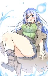 Rule 34 | 1girl, blue eyes, blue hair, blush, breasts, dot nose, eria the water charmer, highres, raion (inoueraion), simple background, solo, tagme, thighs, white background, yu-gi-oh!