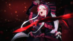 Rule 34 | absurdres, gothic lolita, highres, incredibly absurdres, lolita fashion, non-web source, overlord (maruyama), red background, shalltear bloodfallen, vampire
