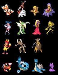 Rule 34 | 6+girls, akai (ugokashitari), animalization, brooch, centaur, child, claws, commentary request, creatures (company), dark skin, ditto, electabuzz, fire, fire, flame-tipped tail, full body, game freak, gem, gen 1 pokemon, gender request, genderswap, goldeen, gyarados, horns, jewelry, jynx, lapras, magikarp, magmar, monster girl, mr. mime, multiple girls, nintendo, personification, pinsir, pixel art, pokemon, scales, scyther, seaking, shell, single horn, slime (substance), slime girl, standing, star (symbol), starmie, staryu, taur, tauros, transparent background, whiskers, white background