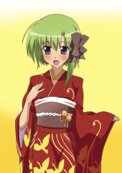 Rule 34 | 00s, green hair, japanese clothes, kimono, paopa ship, purple eyes, shigure asa, short hair, shuffle!, solo