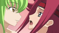 Rule 34 | 10s, 2girls, animated, animated gif, ass, backboob, blue eyes, bouncing breasts, breasts, c.c., censored, code geass, derivative work, dildo, double dildo, drooling, ebihara urara, eye contact, face-to-face, female focus, functionally nude, green hair, guilty+, headband, kouzuki kallen, large breasts, leg grab, long hair, looking at another, mosaic censoring, multiple girls, nanashi no (akfg-uw-178), nanashi no chinpokko (nijie755696), nipples, nude, object insertion, open mouth, pink background, pussy, pussy juice, red hair, red headband, rin x sen, rin x sen + ran-&gt;sem: cross mix, sakaki kaori, sex, sex toy, short hair, simple background, sitting, smile, spread legs, standing, standing sex, third-party edit, traced, vaginal, yellow eyes, yuri