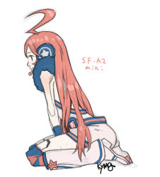 Rule 34 | ahoge, headset, joints, kozaki yuusuke, long hair, red hair, robot joints, sf-a2 miki, sitting, solo, vocaloid