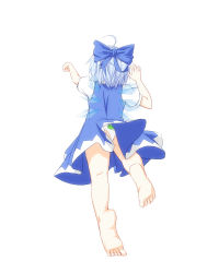 Rule 34 | 1girl, bad id, bad pixiv id, barefoot, blue hair, bow, cirno, from behind, full body, hair bow, highres, panties, plhsxf, short hair, simple background, solo, touhou, underwear, white background