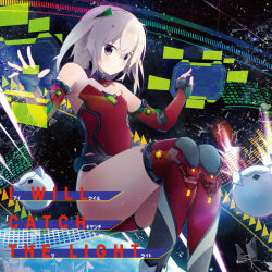 Rule 34 | 1girl, album cover, bare shoulders, benio (dontsugel), boots, cover, display, earth (planet), fingerless gloves, floating, glasses, gloves, hair ornament, highres, leotard, nmaaaaa, original, silver hair, smile, solo, space, thigh boots, thighhighs, wavforme