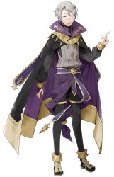 Rule 34 | 1boy, cape, closed eyes, fire emblem, fire emblem awakening, fire emblem heroes, full body, henry (fire emblem), highres, looking at viewer, male focus, nintendo, official art, open mouth, short hair, smile, solo, transparent background, white hair, wizard