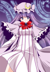 Rule 34 | 1girl, breasts, dress, fa no hito, female focus, hat, patchouli knowledge, purple eyes, purple hair, ribbon, solo, touhou