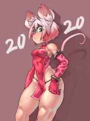 Rule 34 | 1girl, 2020, animal ear fluff, animal ears, armlet, black panties, bracelet, breasts, china dress, chinese clothes, chinese zodiac, commentary, covered navel, dress, elbow gloves, english commentary, freckles, gloves, gradient hair, green eyes, hair intakes, halter dress, halterneck, highleg, highleg dress, highres, jewelry, kelvin hiu, looking at viewer, mouse ears, mouse girl, mouse tail, multicolored hair, no bra, original, panties, pelvic curtain, pink dress, pink hair, pout, short dress, shoulder tattoo, skindentation, small breasts, solo, tail, tattoo, thick eyebrows, thick thighs, thighs, two-tone hair, underwear, year of the rat