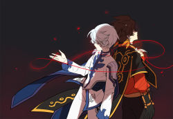 Rule 34 | 10s, 2boys, alternate color, back-to-back, bishounen, brown hair, closed eyes, male focus, mikleo (tales), multiple boys, short hair, sorey (tales), string, string of fate, tales of (series), tales of zestiria, white hair, yanzhan