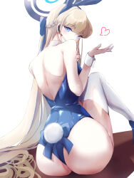 Rule 34 | 1girl, animal ears, ass, blonde hair, blue archive, blue footwear, blue hair, blue halo, blue leotard, braid, breasts, collar, detached collar, fake animal ears, fake tail, french braid, halo, headpiece, heart, high heels, highres, komena (shinyday312), leotard, long hair, looking at viewer, medium breasts, multicolored hair, official alternate costume, rabbit ears, rabbit tail, strapless, strapless leotard, streaked hair, tail, thighhighs, toki (blue archive), toki (bunny) (blue archive), very long hair, white collar, white thighhighs, white wrist cuffs, wrist cuffs