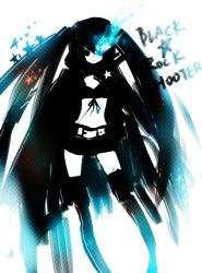 Rule 34 | 10s, 1girl, bikini, bikini top only, black hair, black rock shooter, black rock shooter (character), black thighhighs, blue hair, colored skin, contrapposto, copyright name, female focus, flaming eyes, flat chest, front-tie bikini top, front-tie top, gradient hair, long hair, looking at viewer, miniskirt, monochrome, multicolored hair, sasata, simple background, skirt, solo, spot color, standing, star (symbol), swimsuit, thighhighs, twintails, very long hair, vocaloid, white background, white skin, zettai ryouiki