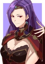 Rule 34 | 1girl, a (fire emblem), absurdres, breasts, cleavage, earrings, fire emblem, fire emblem echoes: shadows of valentia, fire emblem gaiden, highres, jewelry, long hair, looking at viewer, nintendo, purple hair, red eyes, sketch, smile, solo, sonya (fire emblem), tagme, to (tototo tk)