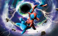 Rule 34 | creatures (company), deoxys, deoxys (normal), electricity, epic, full body, game freak, gen 3 pokemon, looking at viewer, mythical pokemon, nintendo, no humans, official art, pokemon, pokemon (creature), red theme, tentacles