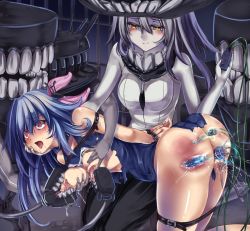 Rule 34 | 10s, 2girls, abyssal ship, anal, anal beads, anal object insertion, arms behind back, bdsm, blue hair, blush, bondage, bottomless, bound, grabbing another&#039;s breast, breasts, after rape, collar, dildo, electricity, electrostimulation, empty eyes, female ejaculation, femdom, forced orgasm, grabbing, hat, i-19 (kancolle), kantai collection, long hair, monikano, multiple girls, nipples, object insertion, orgasm, personification, pussy, pussy juice, rape, red eyes, restrained, school swimsuit, sex toy, silver hair, swimsuit, torn clothes, torture, uncensored, vaginal, wo-class aircraft carrier, yellow eyes