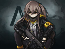 Rule 34 | 404 logo (girls&#039; frontline), alex mason, armband, black pantyhose, brown eyes, brown hair, call of duty, call of duty: black ops, chinese commentary, commentary request, crossed bangs, fingerless gloves, girls&#039; frontline, gloves, h&amp;k ump, jacket, pantyhose, scar, scar across eye, scar on face, shirt, skirt, solo, tagme, ump45 (girls&#039; frontline), white shirt, wolefebrothers, yellow armband