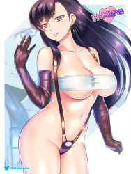 Rule 34 | 1girl, adapted costume, breasts, etchimune, final fantasy, final fantasy vii, large breasts, long hair, outside border, slingshot swimsuit, solo, strapless, swimsuit, tagme, thighs, tifa lockhart, tube top