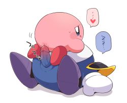 Rule 34 | 1boy, 1girl, 2019, anus, armor, blue eyes, blue skin, blush, colored skin, erection, feet, girl on top, gloves, heart, hetero, highres, imminent penetration, imminent rape, imminent vaginal, japanese text, jitome, jpeg artifacts, kirby, kirby (series), knight, licking lips, looking at viewer, looking back, mask, meta knight, mittens, nintendo, no humans, pauldrons, penis, pink skin, purple footwear, pussy, pussy juice, shoes, shoulder armor, simple background, size difference, sleep molestation, sleeping, speech bubble, spoken heart, subaru331, tongue, tongue out, uncensored, veins, white background, white gloves, white mittens, zzz