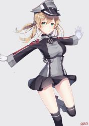 Rule 34 | 10s, 1girl, blonde hair, blue eyes, gloves, hair ornament, hat, kantai collection, peaked cap, prinz eugen (kancolle), solo, twintails, uniform, you06