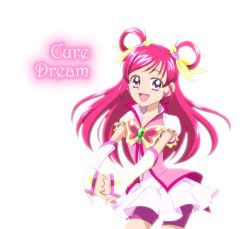Rule 34 | 00s, 1girl, :d, bike shorts, brooch, bug, butterfly, character name, cure dream, dress, earrings, eyelashes, flower, frills, gloves, hair ribbon, hair rings, happy, insect, jewelry, long hair, magical girl, md5 mismatch, open mouth, pink eyes, pink flower, pink hair, pink rose, pink shorts, precure, resolution mismatch, ribbon, riliri, rose, shorts, shorts under dress, shorts under skirt, smile, solo, source smaller, white background, yes! precure 5, yumehara nozomi