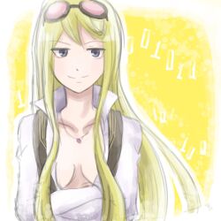 Rule 34 | breasts, digimon, digimon story: cyber sleuth, glasses on head, jewelry, kuremi kyouko, long hair, necklace