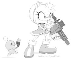 Rule 34 | 1girl, ammunition, amy rose, angry, animal ears, animal nose, bare shoulders, boots, breasts, chao (sonic), closed mouth, dress, explosive, female focus, full body, furry, furry female, gloves, grenade, grenade launcher, greyscale, gun, hairband, highres, holding, holding gun, holding weapon, jpeg artifacts, mleth, monochrome, reloading, running, scope, sega, short dress, short hair, sidelocks, simple background, sketch, sleeveless, sleeveless dress, small breasts, solo focus, sonic (series), standing, tail, twitter username, watermark, weapon, web address, white background