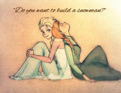 Rule 34 | 2girls, anna (frozen), back-to-back, braid, brown hair, closed eyes, elsa (frozen), english text, frozen (disney), gradient background, hugging own legs, long hair, looking at viewer, multiple girls, nyamo, siblings, sisters, sitting, smile, twin braids