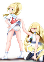 Rule 34 | 2girls, age difference, angry, armpits, ass, assisted exposure, backpack, bag, bare shoulders, blonde hair, blush, breasts, collarbone, creatures (company), dress, dress shirt, embarrassed, eyelashes, fingernails, from behind, full body, game freak, green eyes, hair over one eye, half-closed eyes, hand up, hands on own hips, happy, height difference, high collar, high heels, holding, holding clothes, holding skirt, incest, kneeling, lillie (pokemon), long hair, looking at another, looking at viewer, lusamine (pokemon), mary janes, mature female, medium breasts, molestation, mother and daughter, multiple girls, neck, nintendo, no socks, official alternate costume, official alternate hairstyle, panties, pants, parted bangs, parted lips, pokemon, pokemon sm, ponytail, pout, shirt, shoes, short sleeves, sidelocks, simple background, skirt, small breasts, smile, socks, standing, swept bangs, taros illust, tight clothes, tight pants, underwear, upskirt, v-shaped eyebrows, very long hair, white background, white dress, white panties