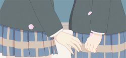 Rule 34 | 2girls, animated, animated gif, couple, holding hands, multiple girls, sakura trick, school uniform, skirt, sonoda yuu, takayama haruka, uniform, yuri