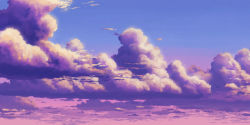 Rule 34 | aoha (twintail), blue sky, cloud, cloudy sky, commentary request, day, no humans, original, outdoors, purple sky, scenery, sky