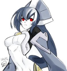 Rule 34 | android, blazblue, breasts, minerva (blazblue), red eyes, robot, simple background