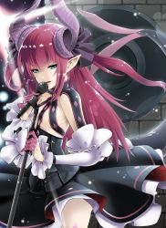 Rule 34 | 10s, dragon tail, elizabeth bathory (fate), elizabeth bathory (fate/extra ccc), elizabeth bathory (first ascension) (fate), fate/apocrypha, fate/extra, fate/extra ccc, fate (series), highres, horns, looking at viewer, microphone, microphone stand, oku hideki, pointy ears, solo, tail