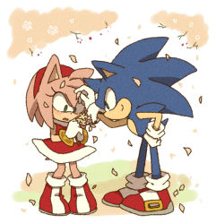 Rule 34 | 1boy, 1girl, amy rose, animal ears, animal nose, bad id, bad pixiv id, bare shoulders, blue fur, blue hair, blush, body fur, boots, bukiko, cherry blossoms, closed mouth, day, dress, embarrassed, flat chest, flower, from side, full body, furry, furry female, furry male, furry with furry, gloves, grass, green eyes, hairband, hand on own hip, hand up, hands up, happy, hetero, holding, holding flower, holding petal, leaning forward, long hair, looking at another, looking down, medium hair, open mouth, outdoors, petals, pink flower, pink fur, pink hair, red dress, red footwear, red hairband, shoes, short dress, shy, sidelocks, sideways mouth, sleeveless, sleeveless dress, smile, socks, sonic (series), sonic the hedgehog, standing, tail, two-tone fur, white gloves, white legwear, yellow fur