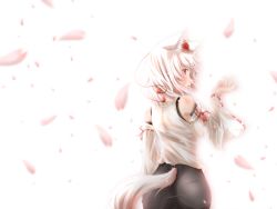 Rule 34 | 1girl, animal ears, ass, bare shoulders, blush, breasts, dagitsune yuu, detached sleeves, hat, highres, inubashiri momiji, looking back, red eyes, see-through, short hair, silver hair, solo, tail, tokin hat, touhou, wolf ears, wolf tail