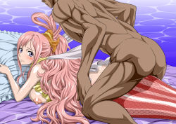Rule 34 | 1boy, 1girl, ass, breasts, clothed sex, dark-skinned male, dark skin, monster, monster girl, nel-zel formula, nipples, nude, one piece, penis, pussy, sex, shirahoshi