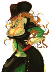 Rule 34 | 1girl, absurdres, blonde hair, breasts, cleavage, eyepatch, fukamichi ran&#039;ou, hand on own hip, hat, highres, large breasts, long hair, marvel vs. capcom, pirate, pirate hat, ruby heart, solo