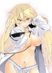 Rule 34 | + +, 1girl, adjusting hair, aiming, aiming at viewer, arm up, bag, between breasts, blonde hair, blush, breasts, buttons, center opening, chain, collarbone, controller, crotchless, crotchless panties, dress shirt, female focus, foreshortening, gloves, hair between eyes, tucking hair, handbag, highres, hip focus, holding, iwasaki takashi, lace, lace-trimmed panties, lace trim, light smile, lips, long hair, long image, long sleeves, looking at viewer, navel, no bra, open clothes, open shirt, out-of-frame censoring, panties, pussy, pussy peek, remote control, ribbon, ruffling hair, shade, shirt, shokuhou misaki, sideboob, simple background, smirk, solo, standing, strap between breasts, symbol-shaped pupils, tall image, toaru kagaku no railgun, toaru majutsu no index, unbuttoned, uncensored, underwear, very long hair, white background, white gloves, white panties, white shirt, yellow eyes