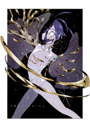 Rule 34 | 1other, amputee, androgynous, blue hair, bodysuit, broken, center opening, crack, crazy eyes, crying, eri na, feet out of frame, highres, houseki no kuni, liquid, looking at viewer, one-eyed, other focus, outside border, phosphophyllite, phosphophyllite (ll), see-through, see-through sleeves, shards, short hair, solo, sparkle, spoilers, standing, tears, wide-eyed
