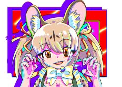 Rule 34 | absurdres, animal costume, animal ear fluff, animal ears, cat ears, cat girl, cat tail, highres, kemono friends, kemono friends v project, large-spotted genet (kemono friends), long hair, ribbon, tail, tutti tutio, twintails, virtual youtuber