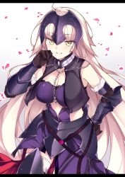 Rule 34 | 1girl, armor, black gloves, blonde hair, breasts, chain, cleavage, elbow gloves, fate/grand order, fate (series), gloves, hand on own hip, haruyuki (yukichasoba), helmet, huge breasts, jeanne d&#039;arc (fate), jeanne d&#039;arc alter (avenger) (fate), jeanne d&#039;arc alter (avenger) (third ascension) (fate), jeanne d&#039;arc alter (fate), long hair, looking at viewer, petals, smile, solo, thighhighs, yellow eyes