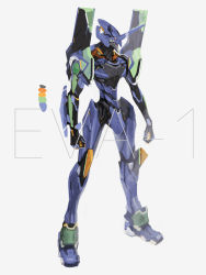 Rule 34 | armor, arms at sides, character name, clenched hands, color guide, eva 01, full body, grey background, mecha, neon genesis evangelion, no humans, pump (pumpqmuq), robot, simple background, standing, white background