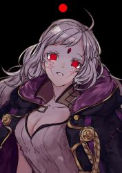 Rule 34 | 1girl, ahoge, alternate costume, ama asagi, black background, blonde hair, breasts, cleavage cutout, clothing cutout, corruption, cosplay, dark persona, facial tattoo, fire emblem, fire emblem awakening, fire emblem fates, fire emblem heroes, grima (fire emblem), grima (fire emblem) (cosplay), highres, intelligent systems, looking at viewer, nintendo, ophelia (fire emblem), possessed, possession, red eyes, robin (female) (fire emblem), robin (fire emblem), simple background, smile, solo, tattoo, upper body