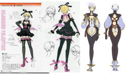Rule 34 | ballerina shoes, black dress, blonde hair, bow, character sheet, concept art, dress, fake wings, full body, garter straps, goth fashion, hair bow, high heels, hildegard valentine, lady (shadow hearts), leotard, ribbon, scan, shadow hearts, shadow hearts from the new world, short hair, thighhighs, white hair, wings