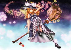 Rule 34 | 2girls, :d, adapted costume, arm garter, arm support, black hair, black panties, blonde hair, bow, braid, broom, broom ribbon, broom riding, character doll, collarbone, detached sleeves, doll, dress, flying, frilled dress, frilled skirt, frills, full body, hair tubes, hakurei reimu, hand on headwear, hat, hat bow, high heels, highres, kirisame marisa, lace, lace-trimmed dress, lace-trimmed skirt, lace trim, leg up, light smile, long hair, looking at viewer, multicolored clothes, multicolored legwear, multiple girls, neck ribbon, open mouth, panties, pantyshot, red dress, ribbon, shoes, sidesaddle, single braid, sitting, skirt, sky, sleeveless, sleeveless dress, sleeves past wrists, smile, solo focus, star (sky), star (symbol), starry sky, string, striped clothes, striped legwear, striped thighhighs, thighhighs, touhou, underwear, upskirt, wavy hair, wide sleeves, witch, witch hat, yellow eyes, ytoy, | |